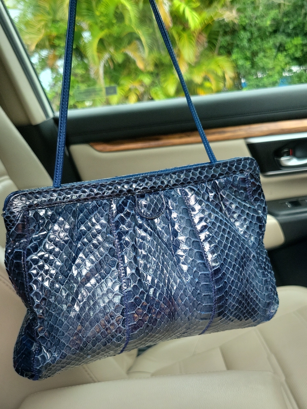 Blue Snake Skin Clutch / Shoulder Bag